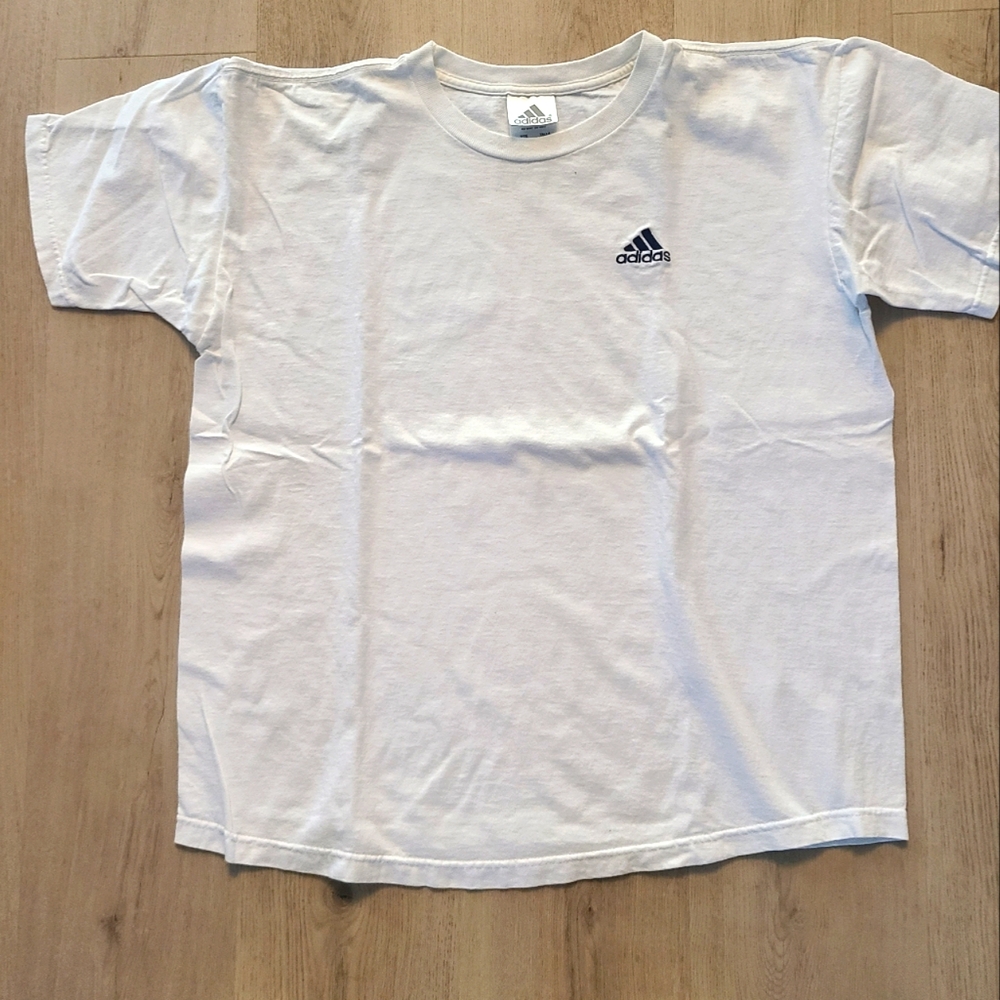 Adidas White Logo T-shirt. Large Oversized. Used -in good condition. 100% cotton